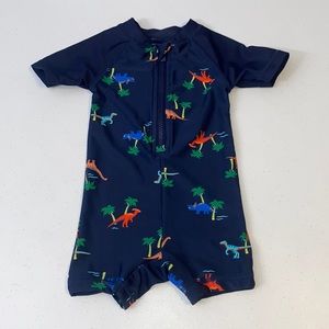 Old Navy Baby Boy Dinosaur One Piece Short Sleeve Summer Swimsuit 6-12 Months